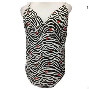 Crossing Pointe 18W Zebra Floral One Piece Swim